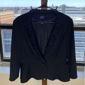 W&B Cropped ruffle black collared jacket size 14